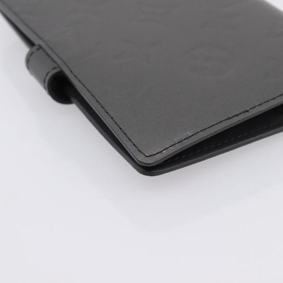 LOUIS VUITTON Monogram Mat Agenda PM Day Planner Cover Black R20932 Auth 194461A