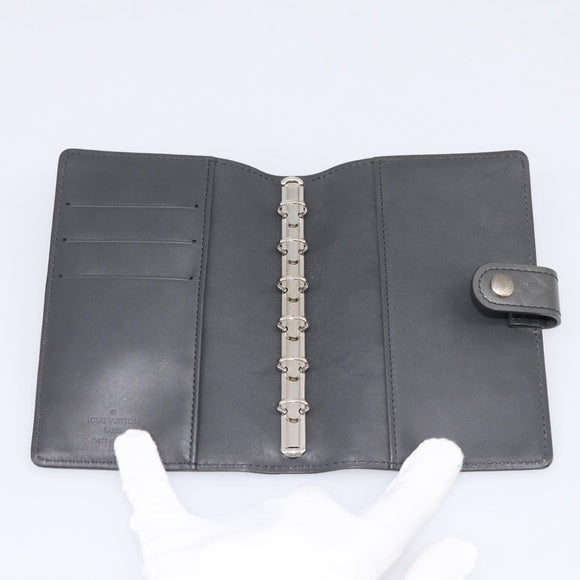 LOUIS VUITTON Monogram Mat Agenda PM Day Planner Cover Black R20932 Auth 194461A