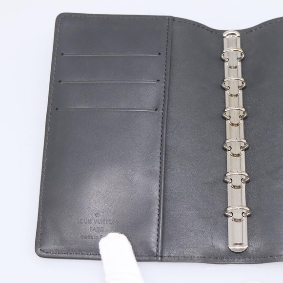 LOUIS VUITTON Monogram Mat Agenda PM Day Planner Cover Black R20932 Auth 194461A