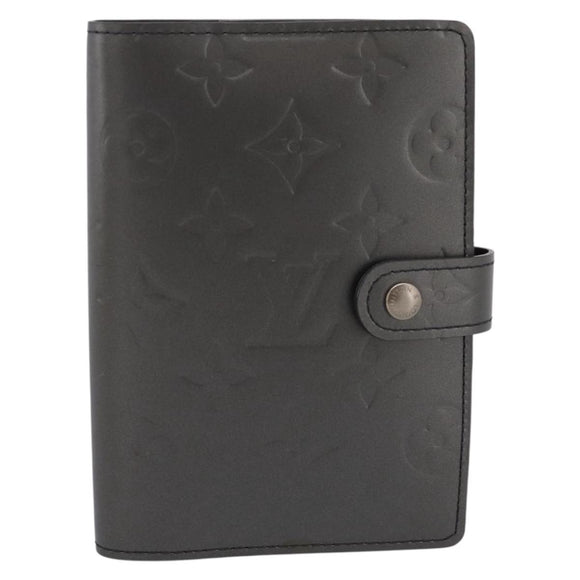LOUIS VUITTON Monogram Mat Agenda PM Day Planner Cover Black R20932 Auth 194461A