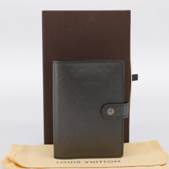 LOUIS VUITTON Monogram Mat Agenda PM Day Planner Cover Black R20932 Auth 194461A