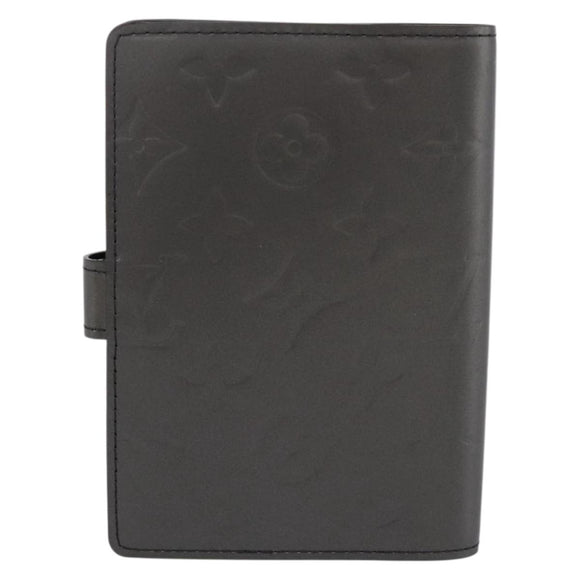 LOUIS VUITTON Monogram Mat Agenda PM Day Planner Cover Black R20932 Auth 194461A