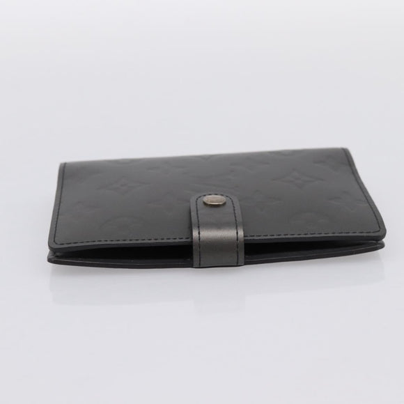 LOUIS VUITTON Monogram Mat Agenda PM Day Planner Cover Black R20932 Auth 194461A