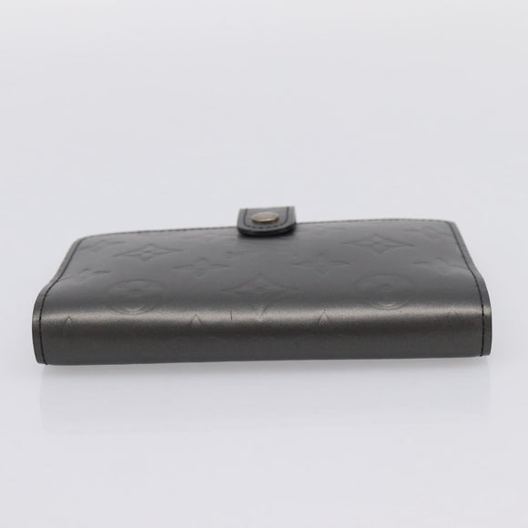 LOUIS VUITTON Monogram Mat Agenda PM Day Planner Cover Black R20932 Auth 194461A