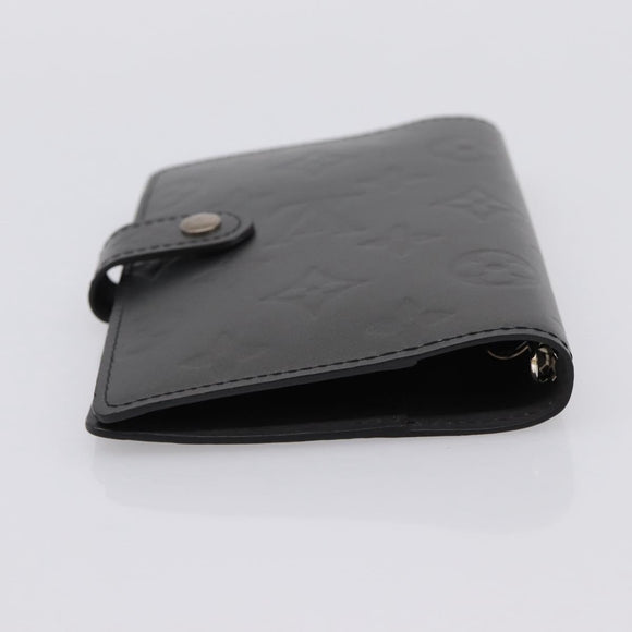LOUIS VUITTON Monogram Mat Agenda PM Day Planner Cover Black R20932 Auth 194461A