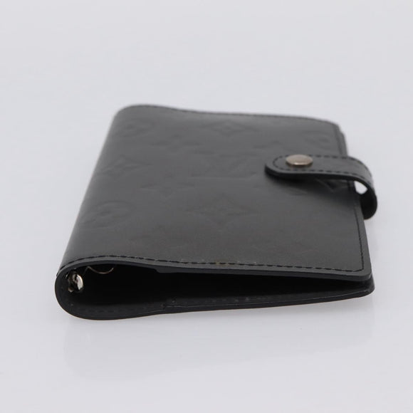 LOUIS VUITTON Monogram Mat Agenda PM Day Planner Cover Black R20932 Auth 194461A