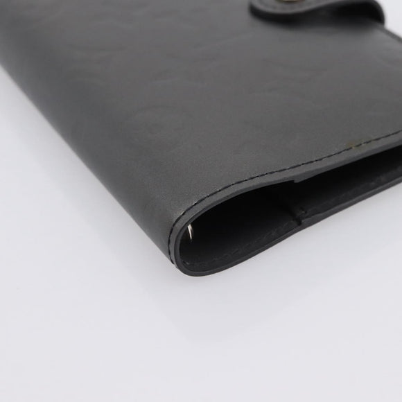 LOUIS VUITTON Monogram Mat Agenda PM Day Planner Cover Black R20932 Auth 194461A