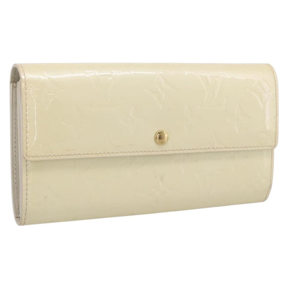LOUIS VUITTON Vernis Portefeiulle Sarah Wallet Perle M91971 LV Auth 194462A
