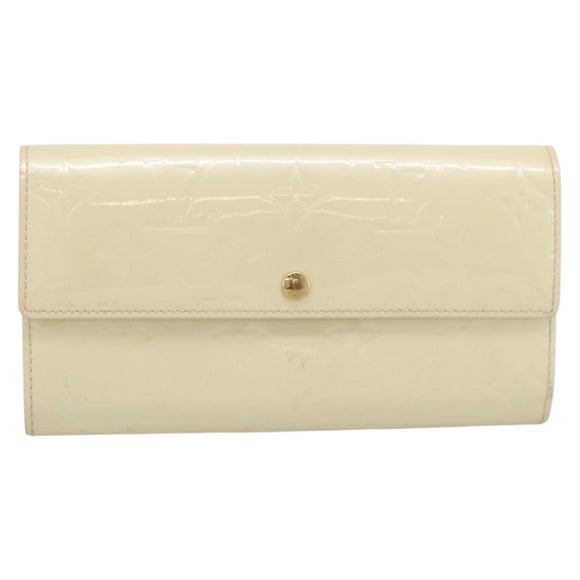 LOUIS VUITTON Vernis Portefeiulle Sarah Wallet Perle M91971 LV Auth 194462A