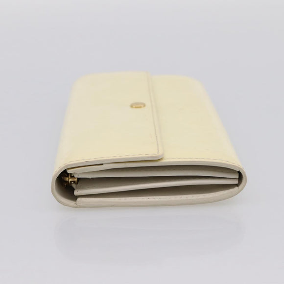 LOUIS VUITTON Vernis Portefeiulle Sarah Wallet Perle M91971 LV Auth 194462A