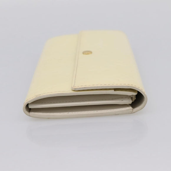 LOUIS VUITTON Vernis Portefeiulle Sarah Wallet Perle M91971 LV Auth 194462A