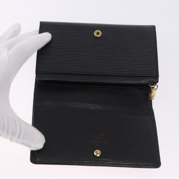 LOUIS VUITTON Epi Porte Monnaie Billets Tresor Wallet Black M61730 Auth 194463A