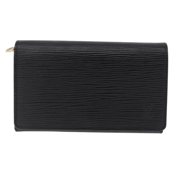 LOUIS VUITTON Epi Porte Monnaie Billets Tresor Wallet Black M61730 Auth 194463A