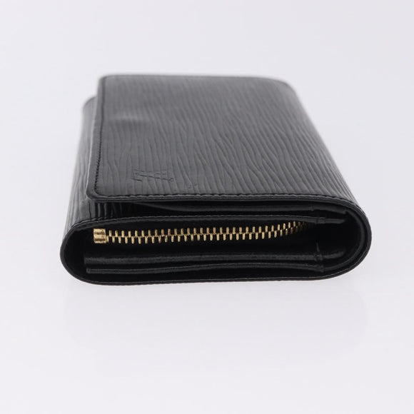 LOUIS VUITTON Epi Porte Monnaie Billets Tresor Wallet Black M61730 Auth 194463A