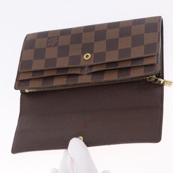 LOUIS VUITTON Damier Ebene Portefeuille Sarah Long Wallet N60491 LV Auth 194471A