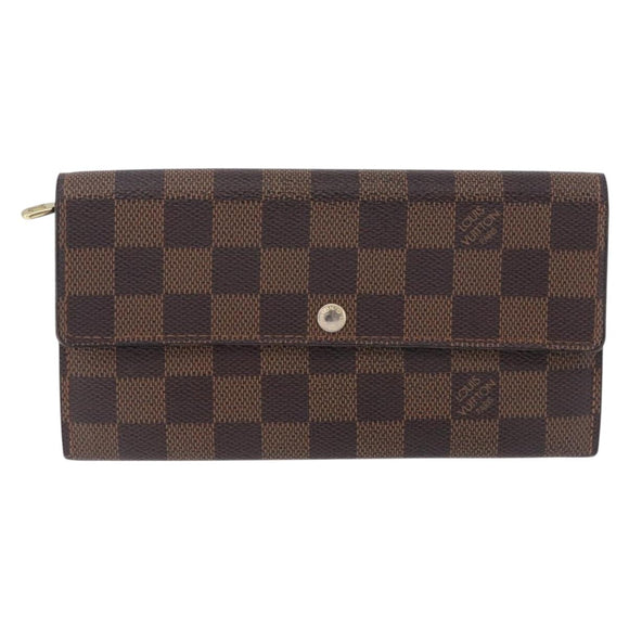 LOUIS VUITTON Damier Ebene Portefeuille Sarah Long Wallet N60491 LV Auth 194471A