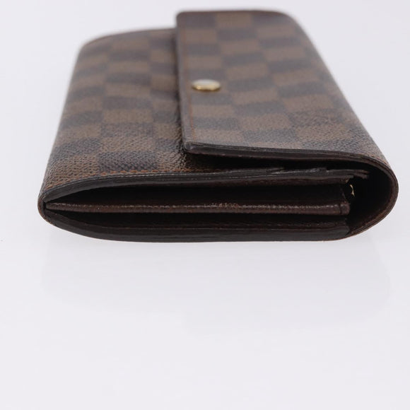 LOUIS VUITTON Damier Ebene Portefeuille Sarah Long Wallet N60491 LV Auth 194471A