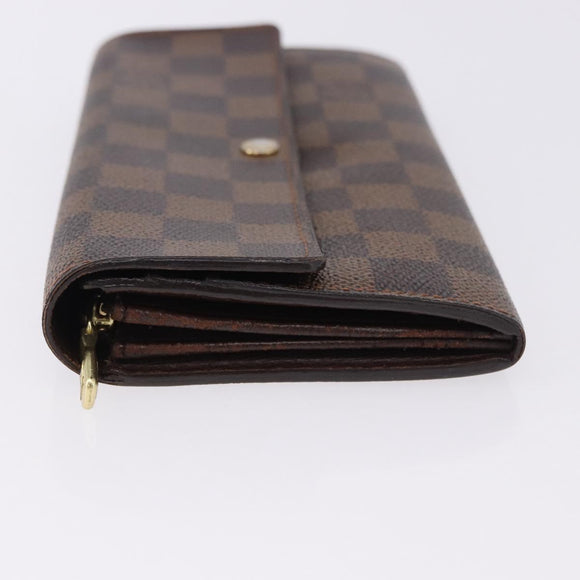 LOUIS VUITTON Damier Ebene Portefeuille Sarah Long Wallet N60491 LV Auth 194471A