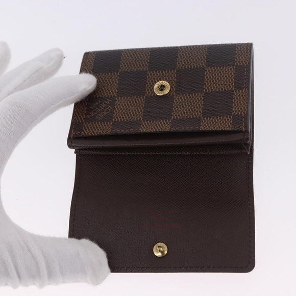 LOUIS VUITTON Damier Ebene Porte Monnaie Plat Coin Purse N61930 LV Auth 194473A