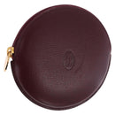 CARTIER Must Line Coin Purse Leather Bordeaux Gold Auth 194476A-1