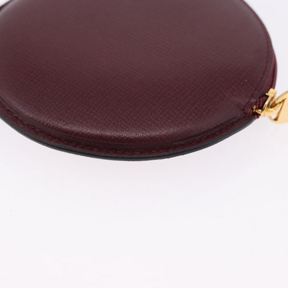 CARTIER Must Line Coin Purse Leather Bordeaux Gold Auth 194476A