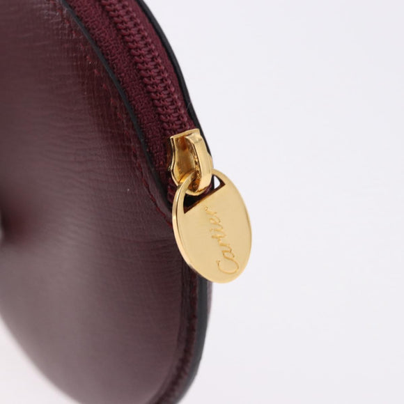 CARTIER Must Line Coin Purse Leather Bordeaux Gold Auth 194476A