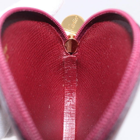 CARTIER Must Line Coin Purse Leather Bordeaux Gold Auth 194476A