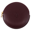 CARTIER Must Line Coin Purse Leather Bordeaux Gold Auth 194476A-2