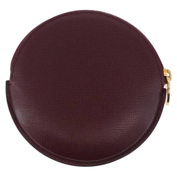 CARTIER Must Line Coin Purse Leather Bordeaux Gold Auth 194476A