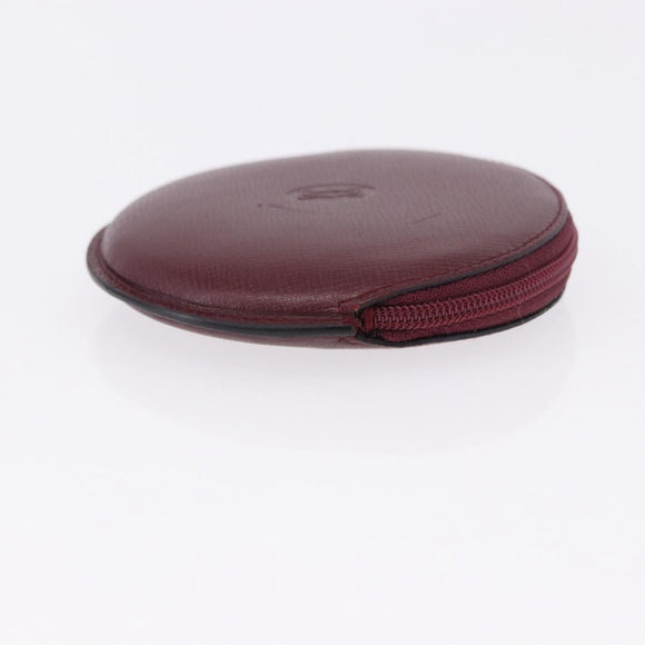 CARTIER Must Line Coin Purse Leather Bordeaux Gold Auth 194476A