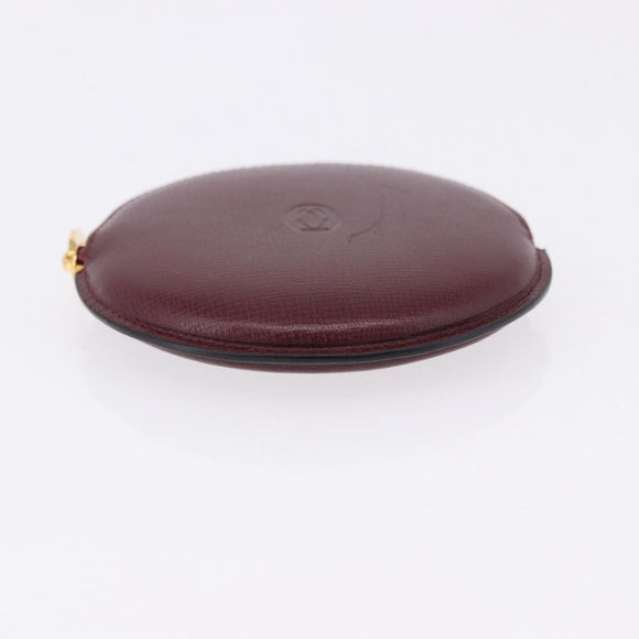 CARTIER Must Line Coin Purse Leather Bordeaux Gold Auth 194476A