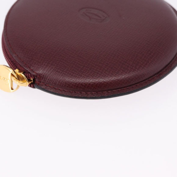 CARTIER Must Line Coin Purse Leather Bordeaux Gold Auth 194476A
