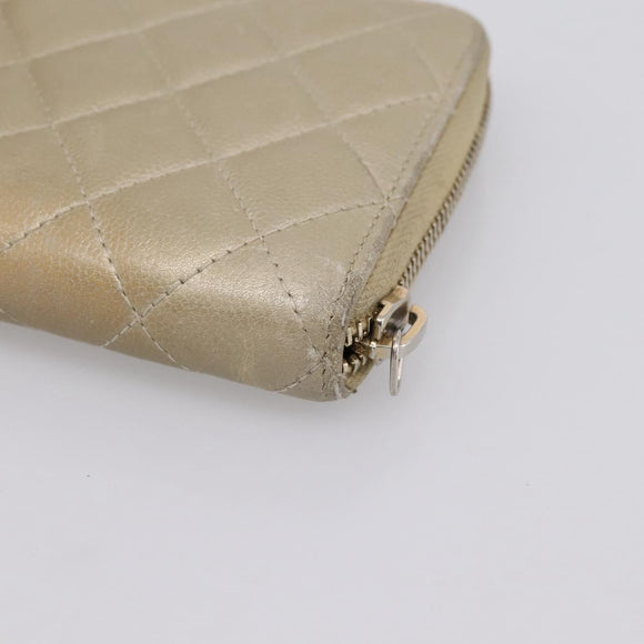CHANEL Matelasse Long Wallet Lamb Skin Gold CC Auth 194478