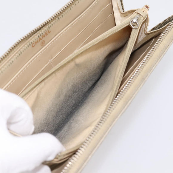 CHANEL Matelasse Long Wallet Lamb Skin Gold CC Auth 194478