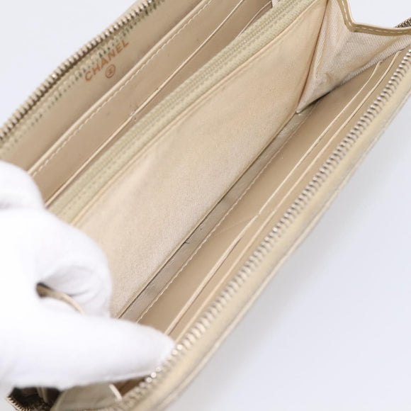 CHANEL Matelasse Long Wallet Lamb Skin Gold CC Auth 194478