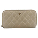 CHANEL Matelasse Long Wallet Lamb Skin Gold CC Auth 194478-2