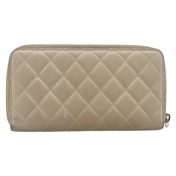 CHANEL Matelasse Long Wallet Lamb Skin Gold CC Auth 194478