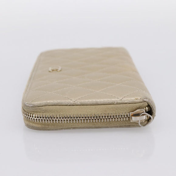 CHANEL Matelasse Long Wallet Lamb Skin Gold CC Auth 194478