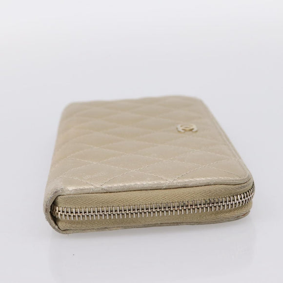 CHANEL Matelasse Long Wallet Lamb Skin Gold CC Auth 194478