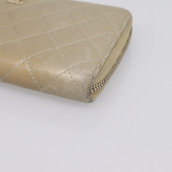 CHANEL Matelasse Long Wallet Lamb Skin Gold CC Auth 194478