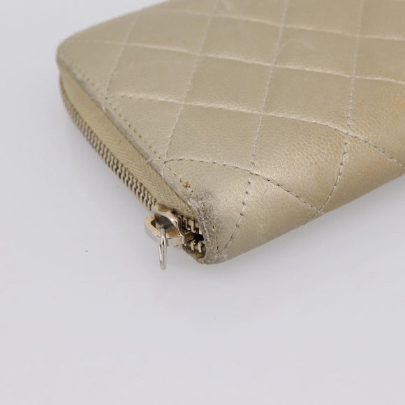 CHANEL Matelasse Long Wallet Lamb Skin Gold CC Auth 194478