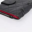 CHANEL Matelasse Cambon Line Bifold Wallet Leather Black Silver CC Auth 194479-15