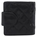 CHANEL Matelasse Cambon Line Bifold Wallet Leather Black Silver CC Auth 194479-2