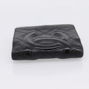 CHANEL Matelasse Cambon Line Bifold Wallet Leather Black Silver CC Auth 194479-4