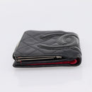 CHANEL Matelasse Cambon Line Bifold Wallet Leather Black Silver CC Auth 194479-5