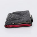 CHANEL Matelasse Cambon Line Bifold Wallet Leather Black Silver CC Auth 194479-6
