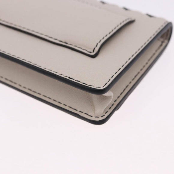 BOTTEGA VENETA INTRECCIATO Card Case Leather Beige Black Auth 194481A