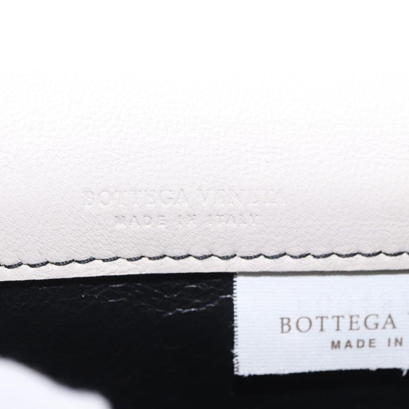 BOTTEGA VENETA INTRECCIATO Card Case Leather Beige Black Auth 194481A