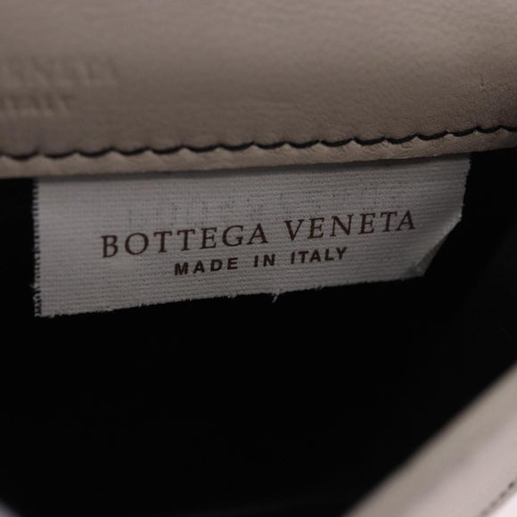 BOTTEGA VENETA INTRECCIATO Card Case Leather Beige Black Auth 194481A