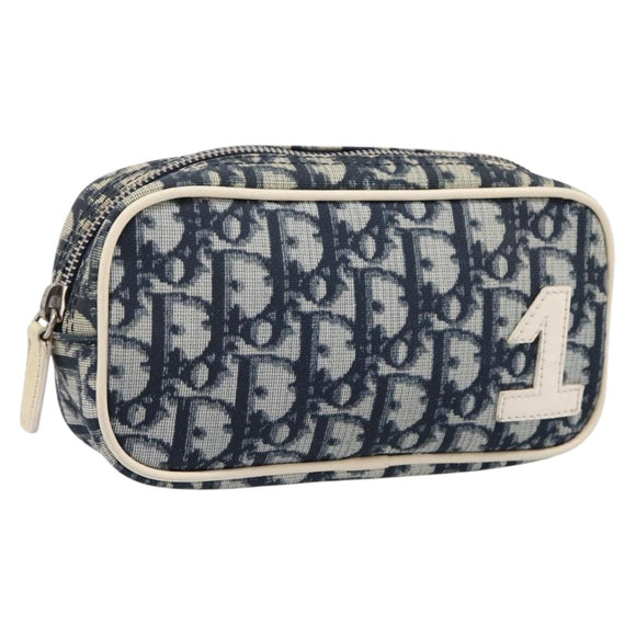 Christian Dior Trotter Pouch PVC Blue Silver Auth 194482